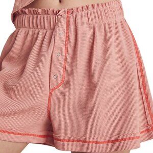 Intimately Free People Early Night Thermal Short Waffle Knit Pink Small
